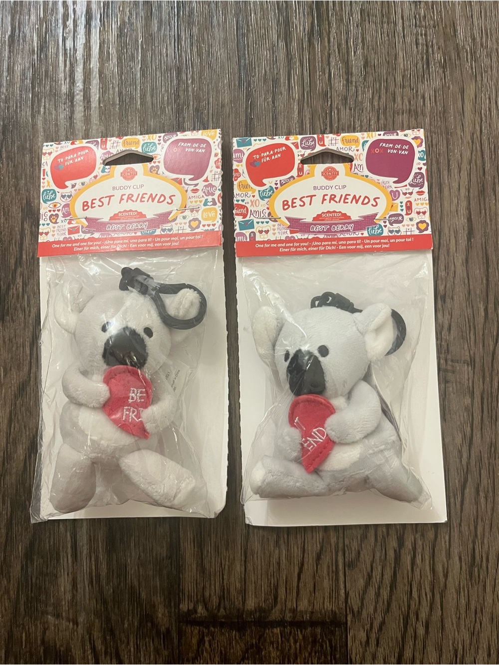 Scentsy White Koala Buddy Clip Keychain with Red Heart